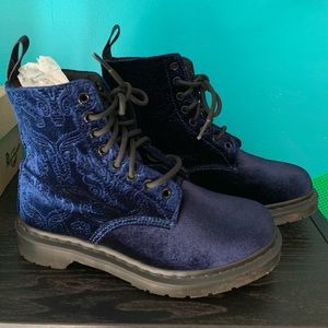 Dr Marten's 1460 Brocade Embossed Navy Velvet USW7